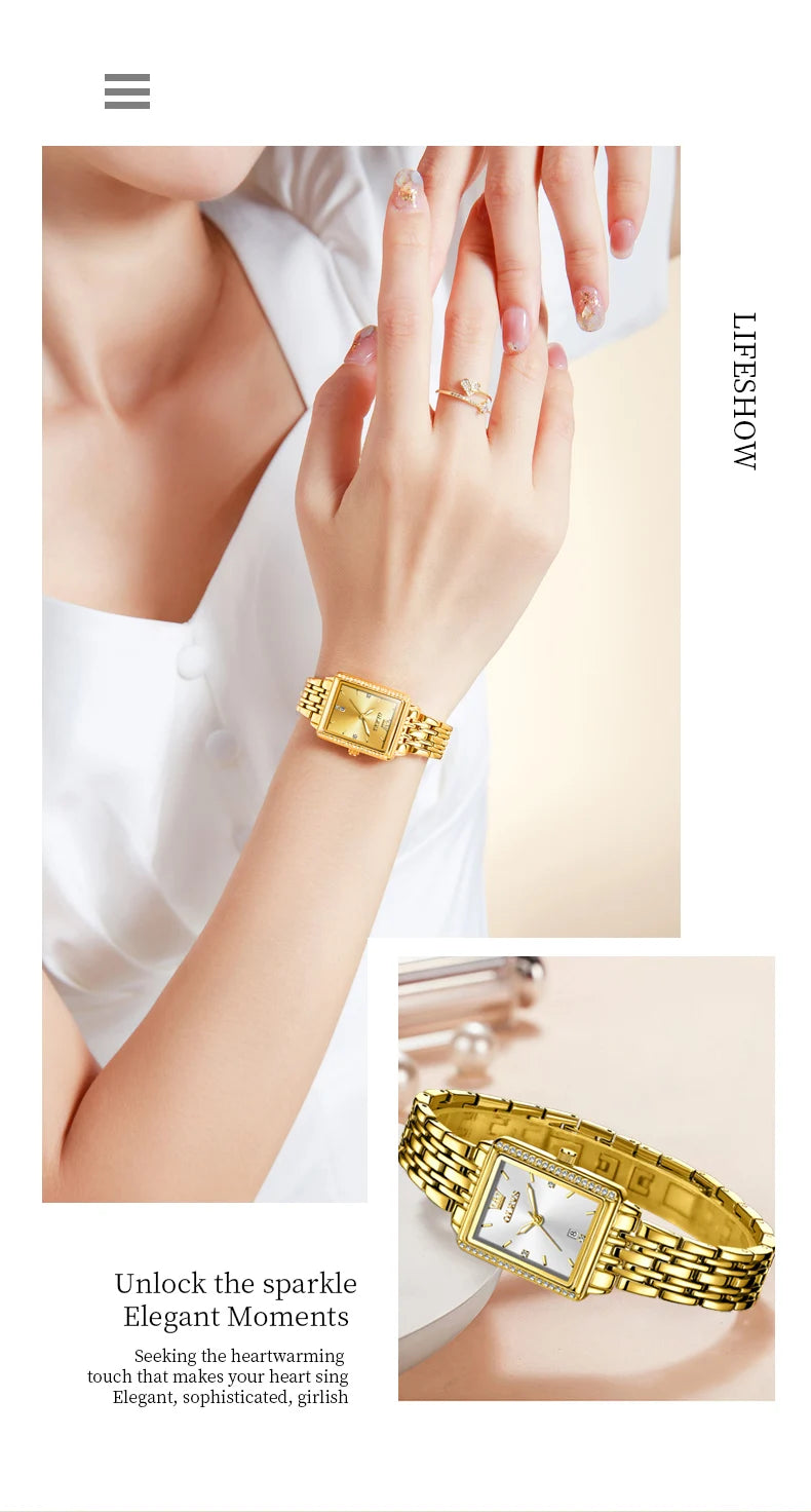 ساعة OLEVS 9995 النسائية - ساعة كوارتز فاخرة مقاومة للماء ومضيئة