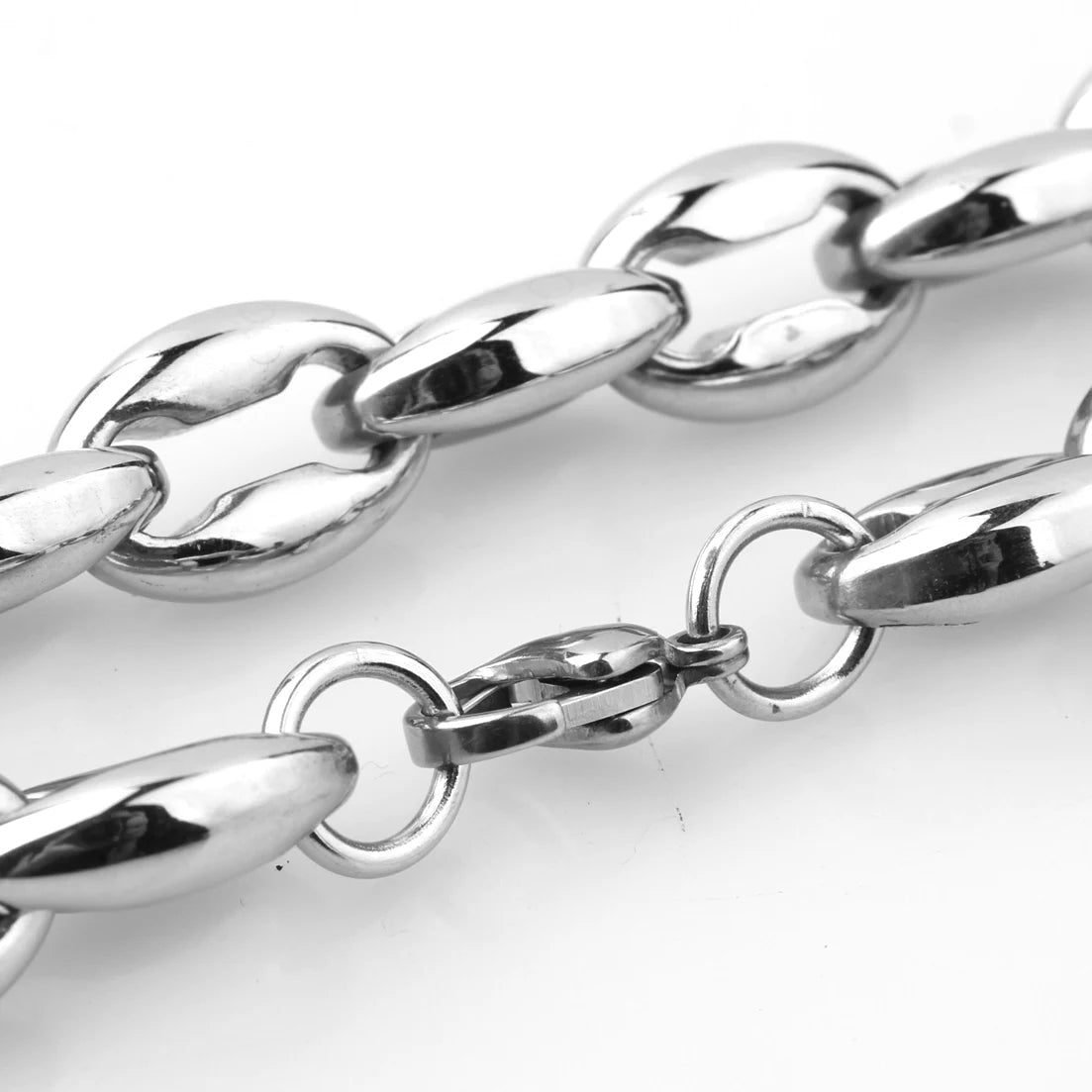 Collier à maillons en forme de grain de café - Acier inoxydable 316L, 18 à 102 cm