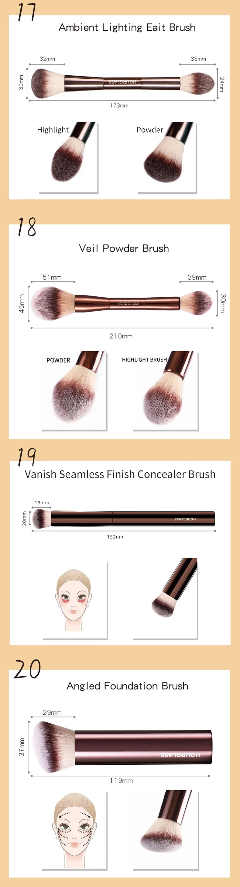 Ensemble de pinceaux de maquillage professionnels - Kit complet avec tous les pinceaux essentiels