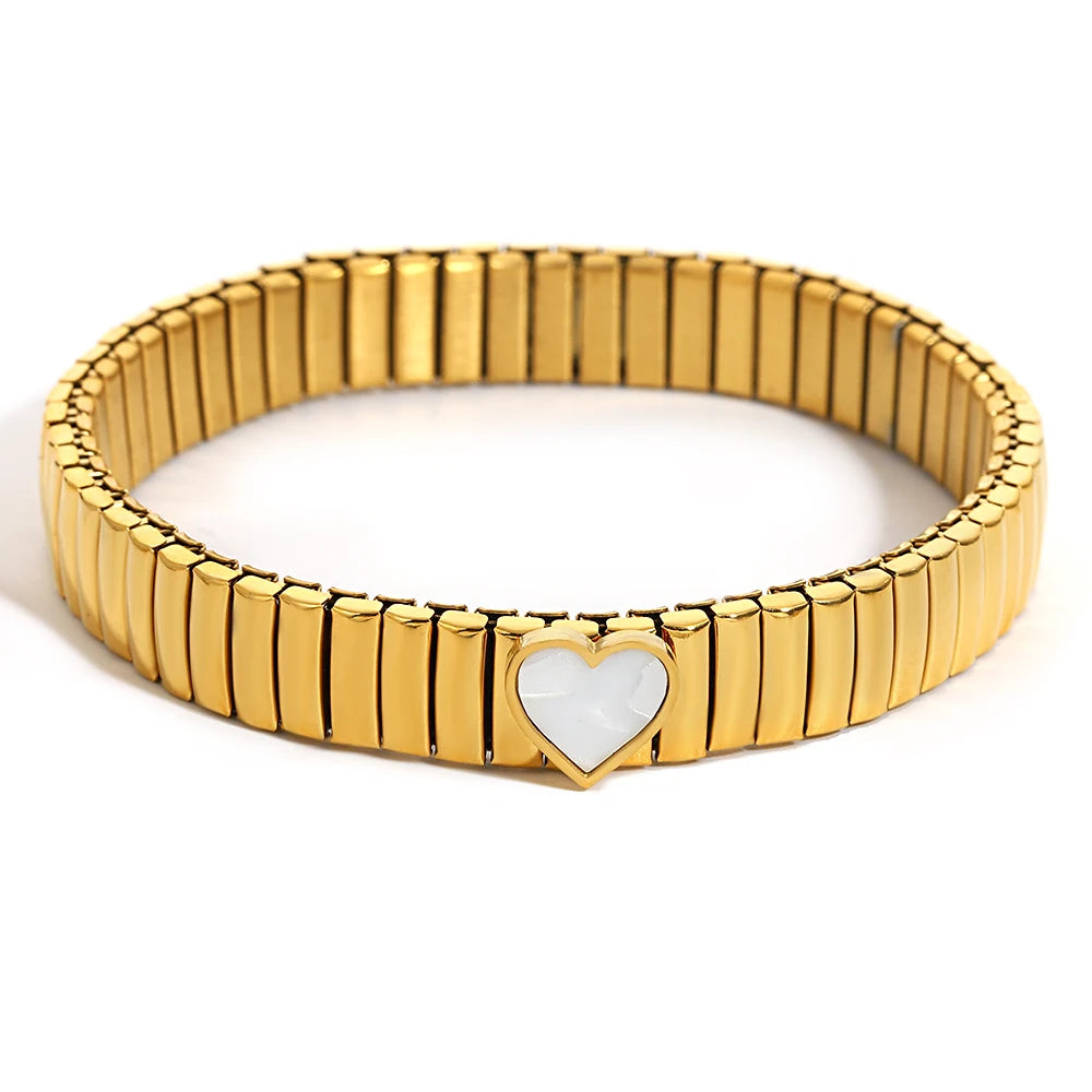 سوار مرن على شكل حلقة حب - سوار من الفولاذ المقاوم للصدأ بنمط نجمة