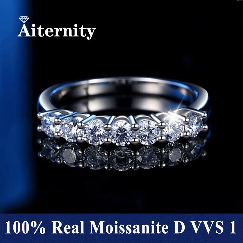 Alliance en moissanite - Bague assortie en argent 925 et diamants