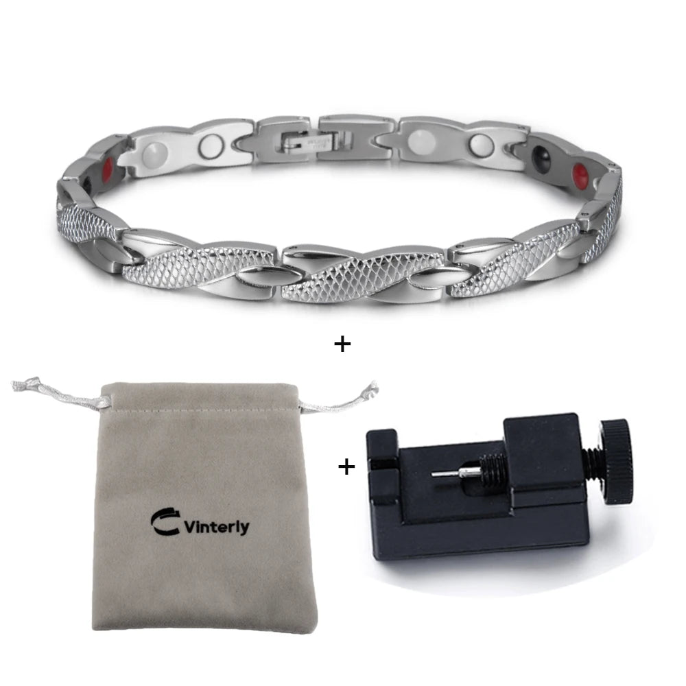 Bracelet magnétique pour homme - Bracelet chaîne croix énergie santé Vinterly