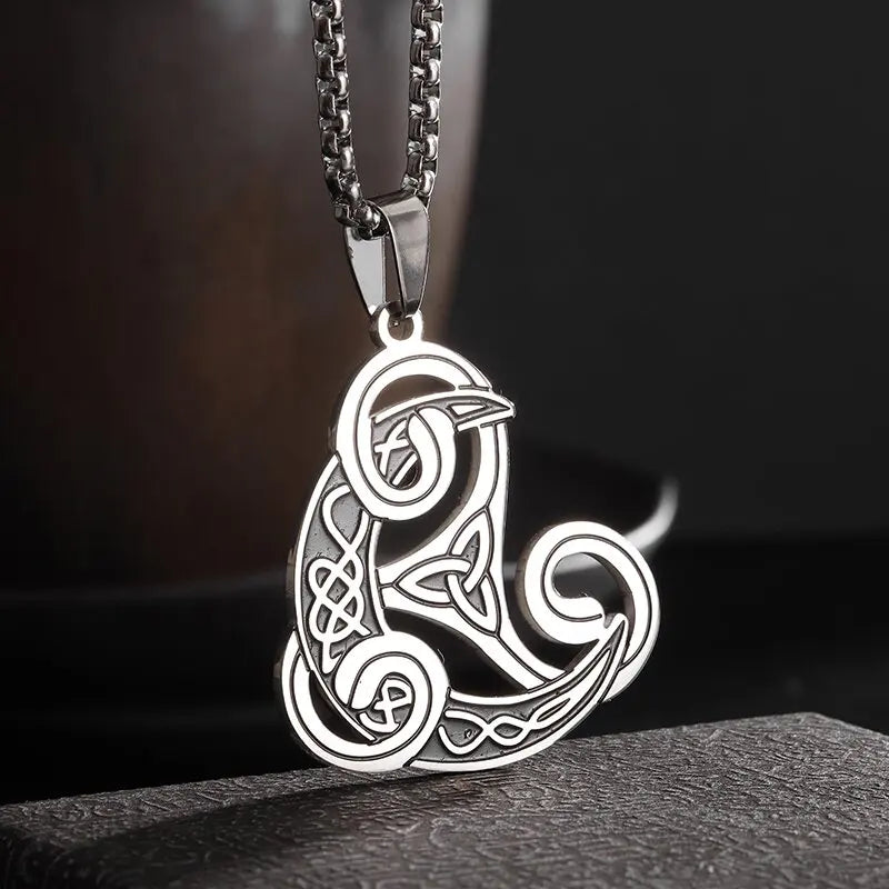 Celtic Trinity Knot Necklace - Irish Red Zircon Stainless Steel Pendant