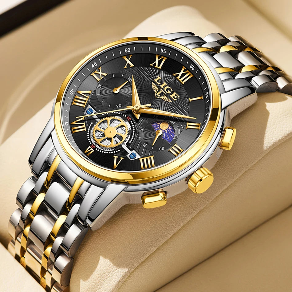 Montre femme LIGE 2024 - Montre de luxe étanche avec bracelet en acier