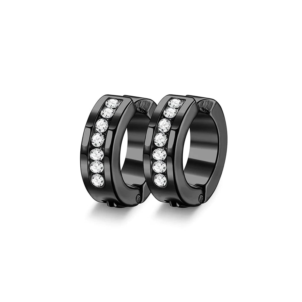 أقراط دائرية بمشبك - مجموعة من الفولاذ المقاوم للصدأ غير قابلة للثقب