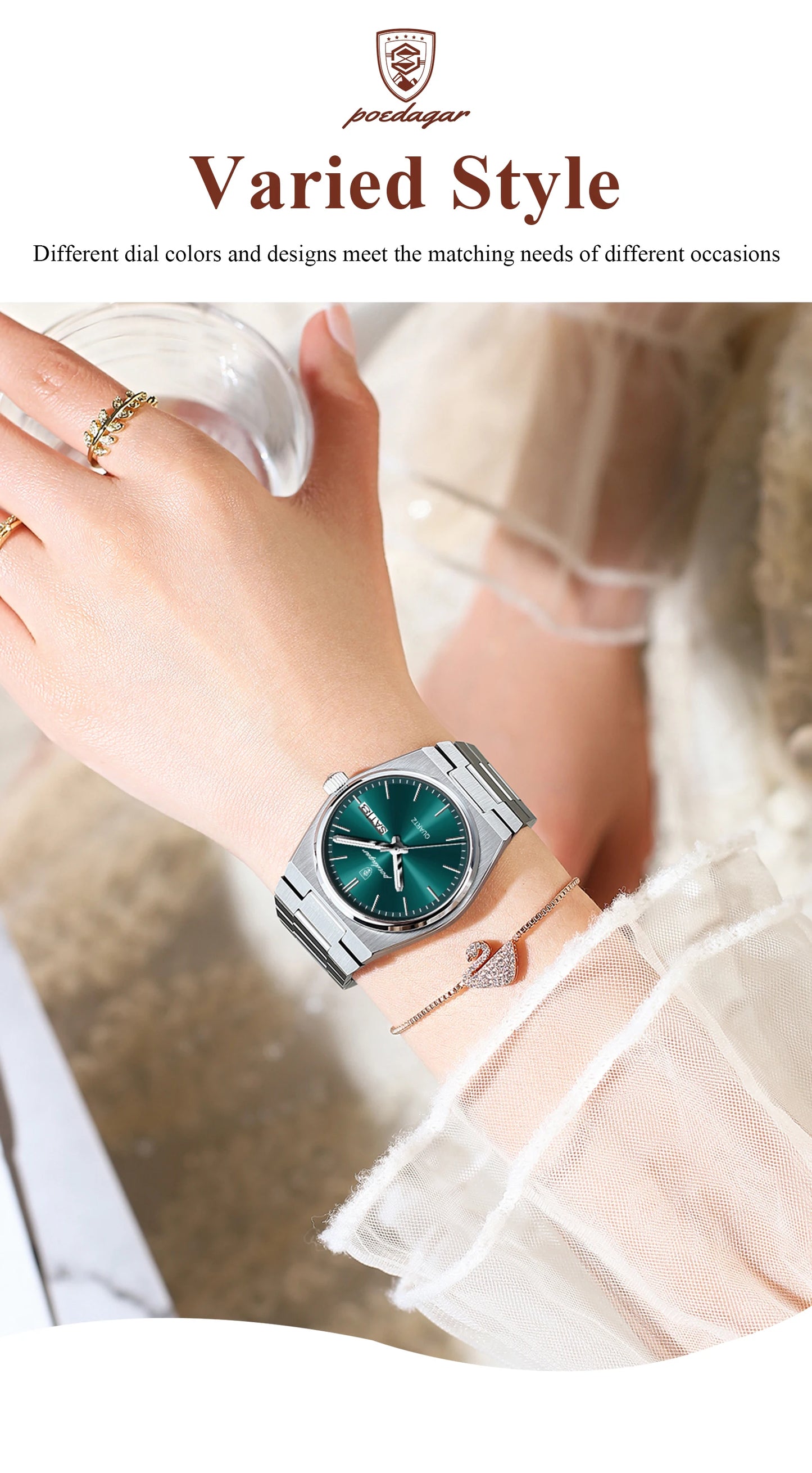 Montre femme POEDAGAR - Montre à quartz professionnelle, étanche et lumineuse