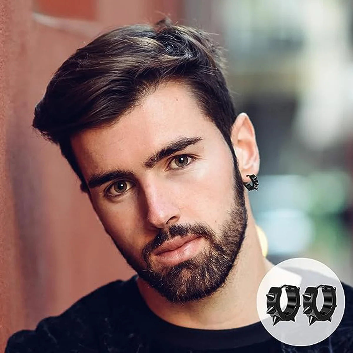 مجموعة أقراط رجالية - 22 زوجًا من أقراط الأذن الدائرية المصنوعة من الفولاذ المقاوم للصدأ باللون الأسود