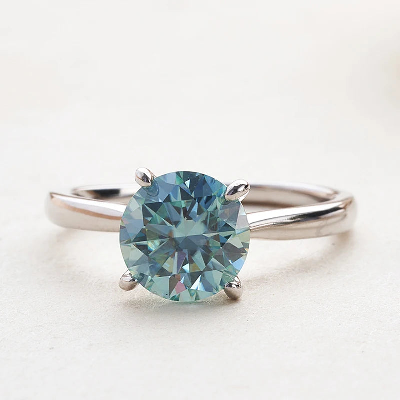 Colorful Moissanite Ring - 2ct 925 Silver with GRA Certificate