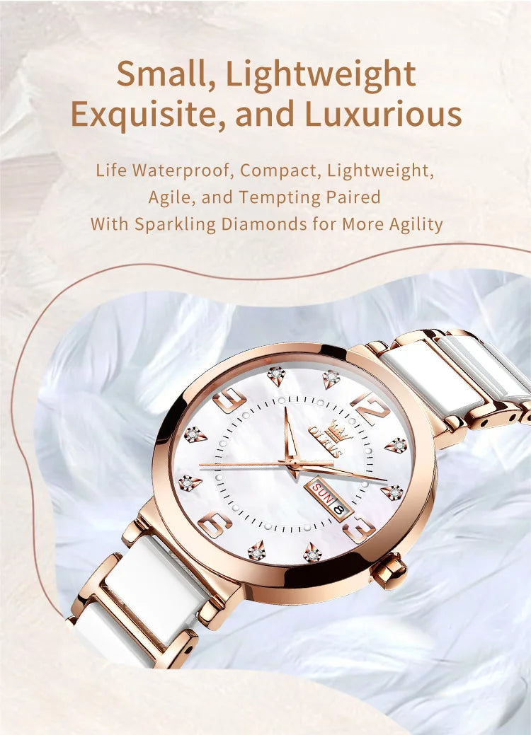 ساعة OLEVS النسائية - ساعة كوارتز فاخرة مقاومة للماء