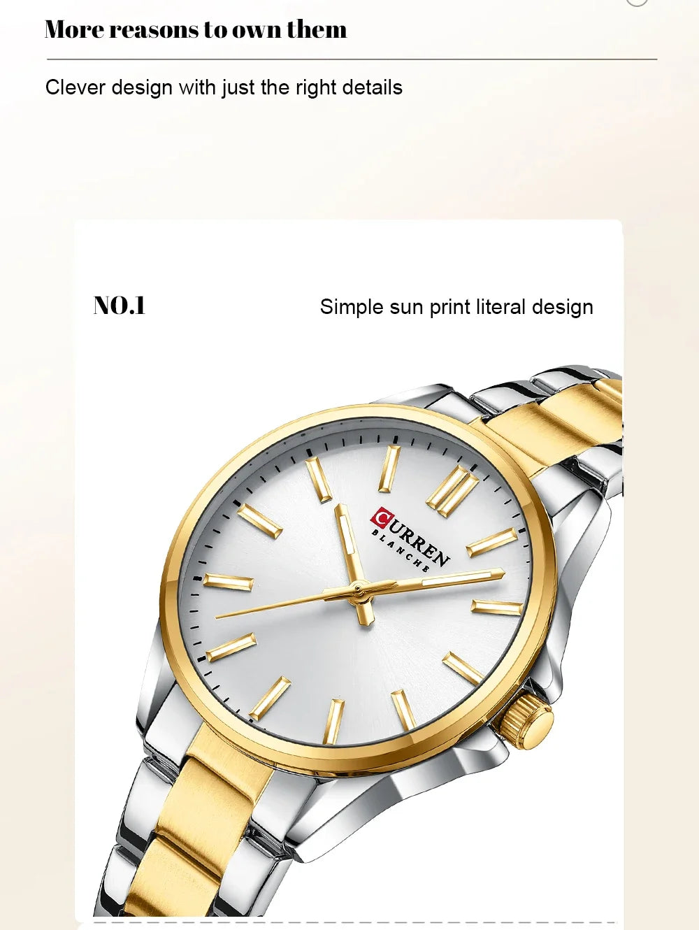 Montre femme CURREN - Montre à quartz à cadran rond en acier inoxydable