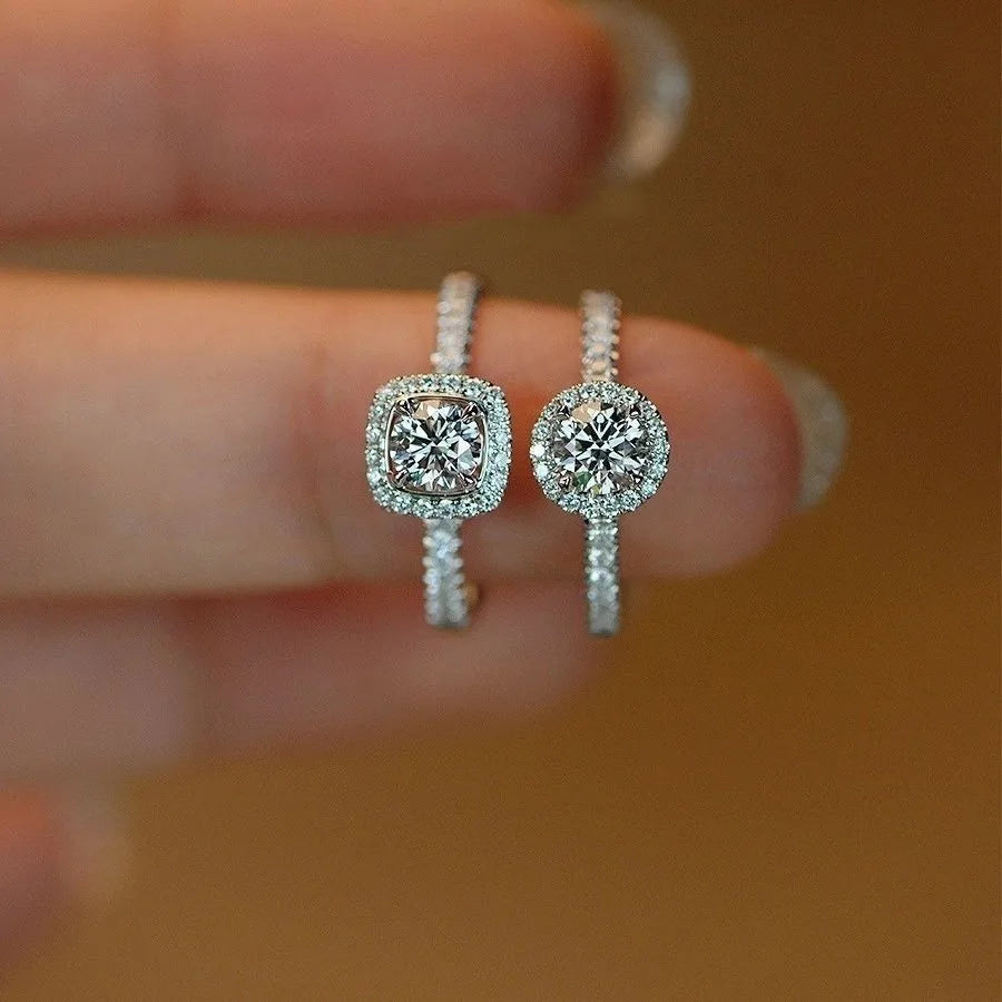 خاتم مويسانيتي - خاتم زفاف قابل للتعديل من الفضة الإسترليني S925 معتمد من GRA