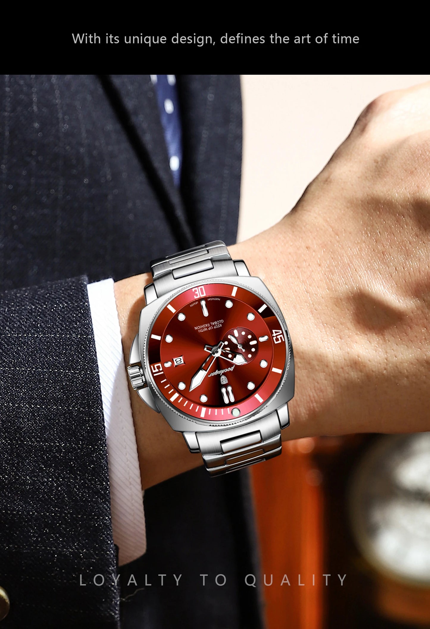 Montre-bracelet de luxe pour homme POEDAGAR, étanche, lumineuse, date, en acier inoxydable, à quartz, pour le sport et les affaires.