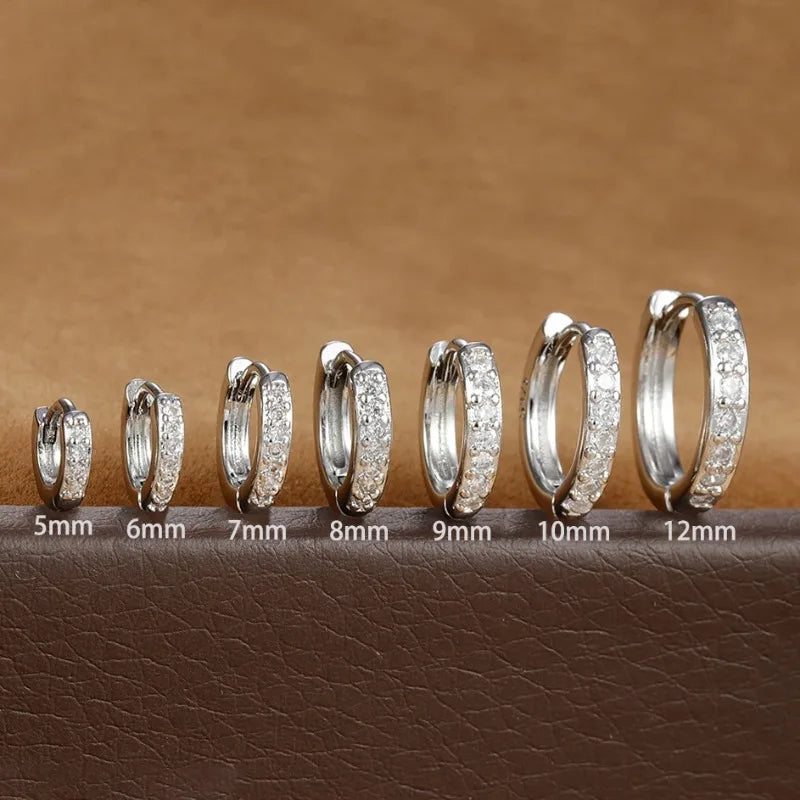 أقراط دائرية من الفولاذ المقاوم للصدأ - زركونيا كريستالية بسيطة