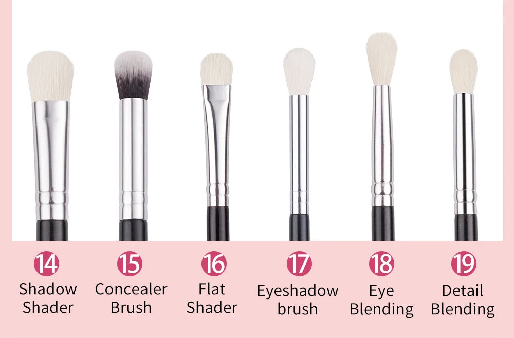 مجموعة فرش المكياج الاحترافية من بيلي - فرش من شعر الماعز الطبيعي