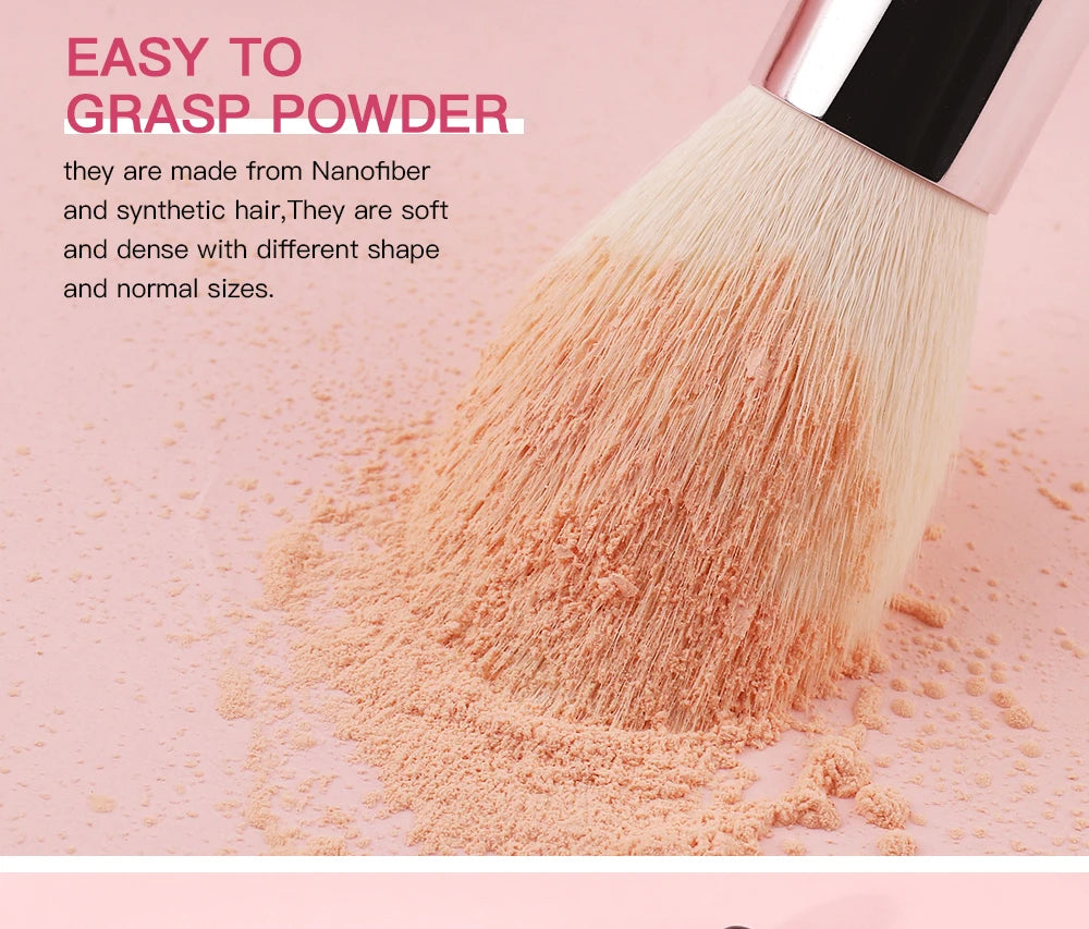 مجموعة فرش المكياج الاحترافية من بيلي - فرش من شعر الماعز الطبيعي