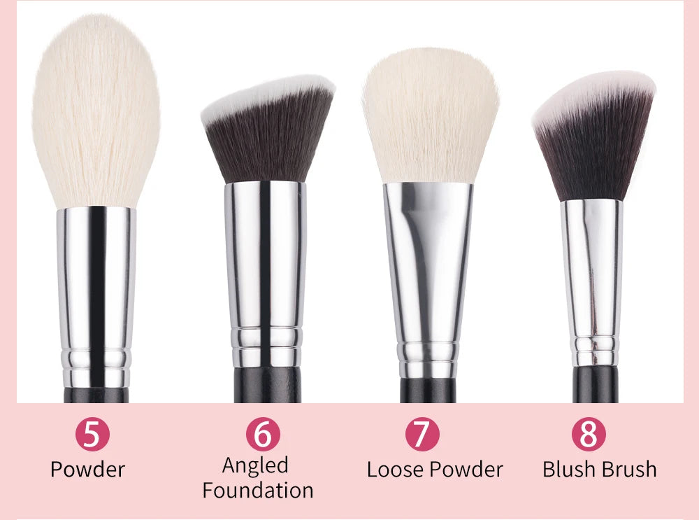 مجموعة فرش المكياج الاحترافية من بيلي - فرش من شعر الماعز الطبيعي